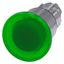 Illuminated mushroom pushbutton, 22 mm, round, metal, shiny, green, 40 mm, 3 switch positions, latches after pushing in, unlatches by pull-to-unlatch mechanism  3SU1051-1EA40-0AA0-Z Y13 thumbnail 1