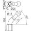 Fixed ball point D=25mm, angled (45°) with M12 female thread thumbnail 2