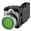 Illuminated pushbutton, 22 mm, round, metal, shiny, green, pushbutton, flat, momentary contact type,  3SU1153-0AB40-1FA0-Z X90 thumbnail 1