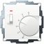 UP room controller, RAL9016 glossy 55x55, 5-30C, AC 230V, 1NC, 10 A, temperature reduction approx. 4K, switch on/off, display controller "heating" thumbnail 1