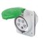 10° ANGLED FLUSH-MOUNTING SOCKET-OUTLET HP - IP44/IP54 - 2P+E 32A >50V >300-500HZ - GREEN - 2H - SCREW WIRING thumbnail 2