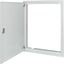 Flush-mounting trim ring with sheet steel door and locking rotary lever for 3-component system, W = 600 mm, H = 1060 mm, white thumbnail 2