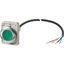 Pushbutton, Flat, maintained, 1 N/O, Cable (black) with non-terminated end, 4 pole, 1 m, green, Blank, Metal bezel thumbnail 2