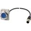 Illuminated pushbutton actuator, Flat, maintained, 1 N/O, Cable (black) with M12A plug, 4 pole, 1 m, LED Blue, Blue, Blank, 24 V AC/DC, Metal bezel thumbnail 4