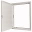 Flush-mounting door frame with sheet steel door and three-point turn-lock for 3-component system, W = 400 mm, H = 1260 mm, white thumbnail 1