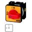 On-Off switch, T0, 20 A, flush mounting, 1 contact unit(s), 1 pole, Emergency switching off function, with red thumb grip and yellow front plate thumbnail 1