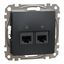 Double DATA Outlet CAT 6 UTP, Sedna Design & Elements, RJ45, Anthracite thumbnail 3