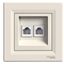 Asfora, double telephone socket, RJ11, cream thumbnail 2