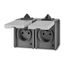 5518-2069 S Double socket outlet with earthing pins, with hinged lids, IP 44, for multiple mounting thumbnail 2