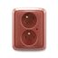 5593A-C02357 R2 Double socket outlet with earthing pins, shuttered, with turned upper cavity, with surge protection thumbnail 1