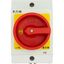 Main switch, T0, 20 A, surface mounting, 3 contact unit(s), 3 pole, 2 N/O, Emergency switching off function, With red rotary handle and yellow locking thumbnail 22