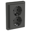 SCHUKO double socket-outlet, shuttered, screwless term., anthracite, D-Life thumbnail 4