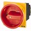 Main switch, P1, 25 A, flush mounting, 3 pole + N, 1 N/O, 1 N/C, Emergency switching off function, With red rotary handle and yellow locking ring, Loc thumbnail 1