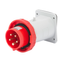 STRAIGHT FLUSH MOUNTING INLET - IP67 - 2P+E 32A 380-415V 50/60HZ - RED - 9H - SCREW WIRING thumbnail 1