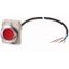 Illuminated pushbutton actuator, Flat, momentary, 1 NC, Cable (black) with non-terminated end, 4 pole, 1 m, LED Red, red, Blank, 24 V AC/DC, Metal bez thumbnail 1