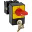 Panic switches, T0, 20 A, flush mounting, 3 pole, with red thumb grip and yellow front plate, Cylinder lock SVA thumbnail 31