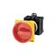 Main switch, T0, 20 A, rear mounting, 1 contact unit(s), 2 pole, Emergency switching off function, With red rotary handle and yellow locking ring, Loc thumbnail 29