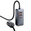 Car Quick Charger with Extension Cord 12-24V 120W 2xUSB + 2xUSB-C, Gray thumbnail 2