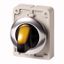 Illuminated selector switch actuator, RMQ-Titan, With thumb-grip, momentary, 3 positions, yellow, Metal bezel thumbnail 1