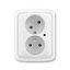 5593A-C02357 B Double socket outlet with earthing pins, shuttered, with turned upper cavity, with surge protection thumbnail 2