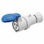 STRAIGHT CONNECTOR HP - IP44/IP54 - 2P+E 32A 200-250V 50/60HZ - BLUE - 6H - FAST WIRING thumbnail 2