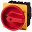 Main switch, P3, 100 A, flush mounting, 3 pole + N, Emergency switching off function, With red rotary handle and yellow locking ring, Lockable in the thumbnail 1