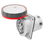 10° ANGLED FLUSH-MOUNTING SOCKET-OUTLET HP - IP66/IP67 - 3P+N+E 63A 346-415V 50/60HZ - RED - 6H - MANTLE TERMINAL thumbnail 1