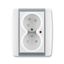 5593E-C02357 04 Double socket outlet with earthing pins, shuttered, with turned upper cavity, with surge protection ; 5593E-C02357 04 thumbnail 1