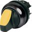 Illuminated selector switch actuator, RMQ-Titan, With thumb-grip, momentary, 3 positions, yellow, Bezel: black thumbnail 1