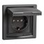 Asfora - single socket outlet with side earth and shutters, IP44, anthracite thumbnail 3