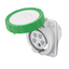 10° ANGLED FLUSH-MOUNTING SOCKET-OUTLET HP - IP66/IP67 - 2P+E 32A >50V 100-300HZ - GREEN - 10H - SCREW WIRING thumbnail 1