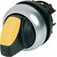 Illuminated selector switch actuator, RMQ-Titan, With thumb-grip, momentary, 3 positions, yellow, Bezel: titanium thumbnail 1