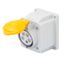 10° ANGLED SURFACE-MOUNTING SOCKET-OUTLET - IP44 - 2P+E 32A 100-130V 50/60HZ - YELLOW - 4H - SCREW WIRING thumbnail 2