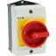 Main switch, T0, 20 A, surface mounting, 3 contact unit(s), 3 pole, 2 N/O, Emergency switching off function, With red rotary handle and yellow locking thumbnail 11