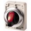 Illuminated selector switch actuator, RMQ-Titan, with thumb-grip, momentary, 2 positions, red, Front ring stainless steel thumbnail 1