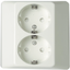 Exxact double socket outlet with Artic cover screwless with S30 insert white thumbnail 4