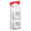 097368 Double socket outlet with earth Surface-mounted switchgear - vertical - White thumbnail 1