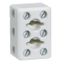 Three-pole porcelain terminal block with 2 fixing holes, center distance 10mm, capacity 2.5mm² thumbnail 2