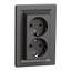 Asfora - double socket-outlet with side earth contact, anthracite thumbnail 2
