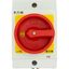 Main switch, T0, 20 A, surface mounting, 2 contact unit(s), 3 pole, 1 N/O, Emergency switching off function, With red rotary handle and yellow locking thumbnail 46