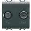 SOCKET-OUTLET TV-FM - DIRECT - 2 MODULES - SATIN BLACK - CHORUSMART thumbnail 1