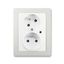 5593J-C02357 B1S1 Double socket outlet with earthing pins, shuttered, with turned upper cavity, with surge protection thumbnail 2