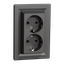 Asfora - double socket-outlet with side earth contact, anthracite thumbnail 4