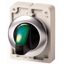 Illuminated selector switch actuator, RMQ-Titan, with thumb-grip, momentary, 3 positions, green, Front ring stainless steel thumbnail 1