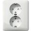 Exxact double socket-outlet branching earthed white thumbnail 4