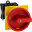 Main switch, T0, 20 A, rear mounting, 1 contact unit(s), 2 pole, Emergency switching off function, With red rotary handle and yellow locking ring, Loc thumbnail 22