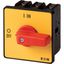 On-Off switch, P3, 100 A, flush mounting, 3 pole + N, Emergency switching off function, with red thumb grip and yellow front plate thumbnail 3