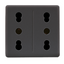 ITALIAN STANDARD DOUBLE SOCKET-OUTLET 250V ac - 2X2P+E 16A DUAL AMPERAGE - P11-P17 - 2 MODULES - SYSTEM BLACK thumbnail 1