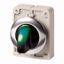 Illuminated selector switch actuator, RMQ-Titan, With thumb-grip, momentary, 3 positions, green, Metal bezel thumbnail 1