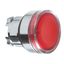 Harmony XB4, Illuminated push button head, metal, flush, red, Ø22, spring return, plain lens integral LED thumbnail 1